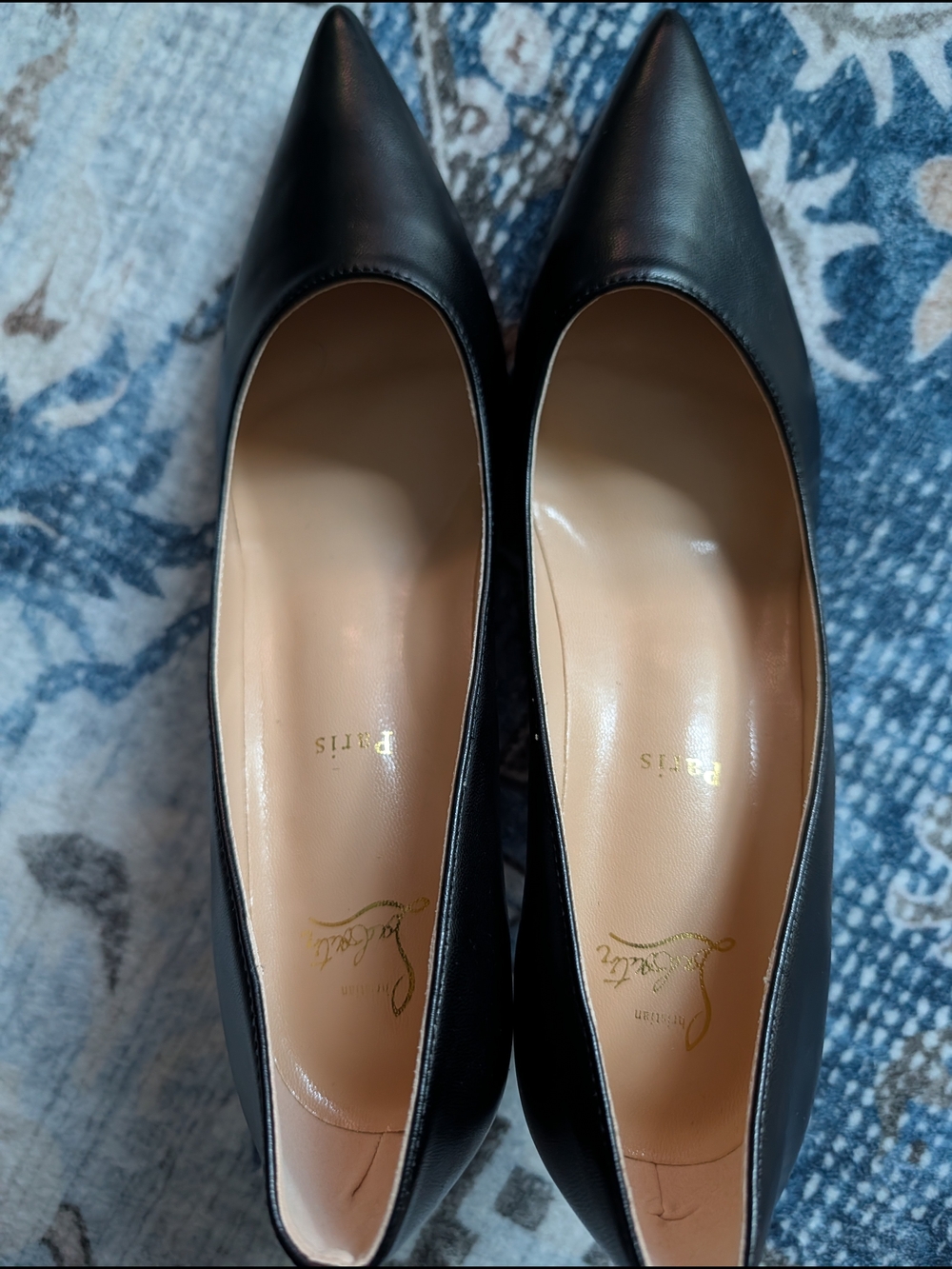 Christian Louboutin Black Pointed-Toe Leather Pumps